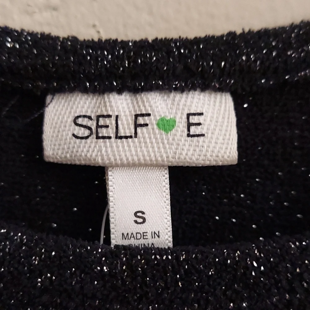 NEW SELFIE S Black Glitter Sleeveless Bodysuit - Picture 2 of 12